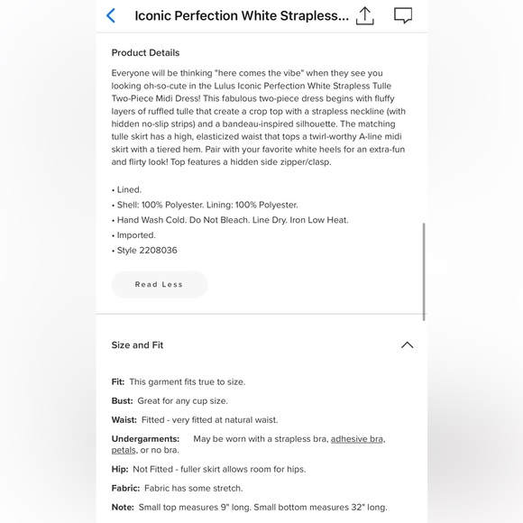 💍Lulu’s Iconic Perfection White Strapless Tulle Two-Piece Midi Dress💍 - Picture 3 of 4